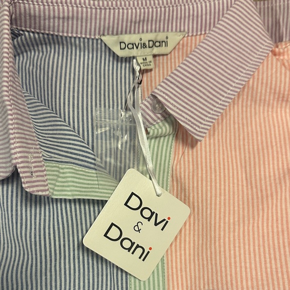 Colorblock Striped Button-Up Dress - Picture 3 of 3